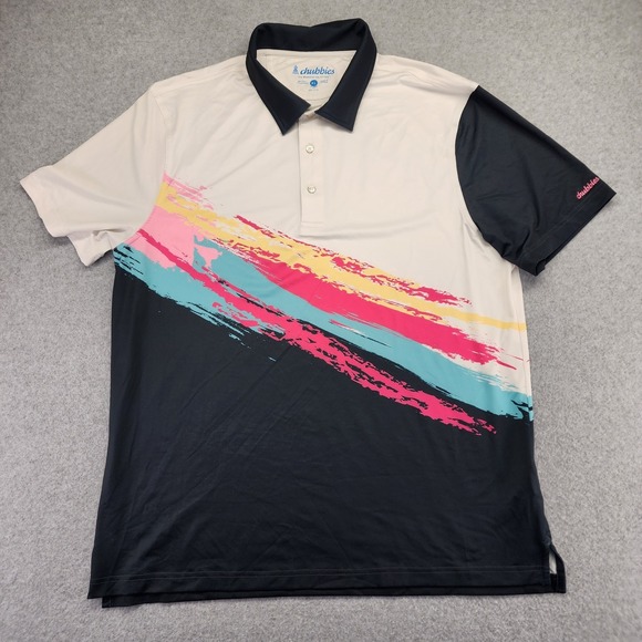 Chubbies The Tennis Champ Performance Golf‎ Polo Men's XL Paint Brush Splatter - Picture 1 of 5
